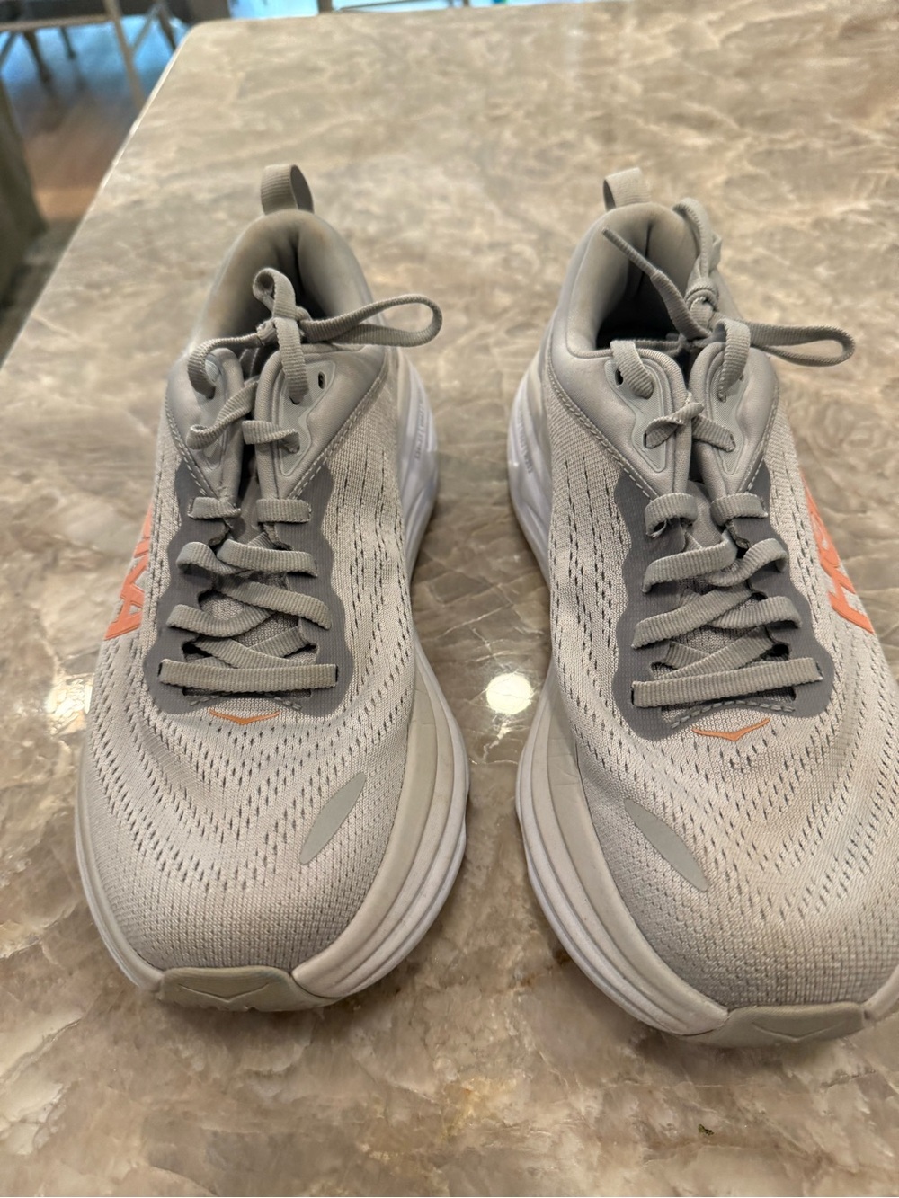 HOKA Bondi 8 Women’s Size 7 Gray Coral Running Walking Shoes